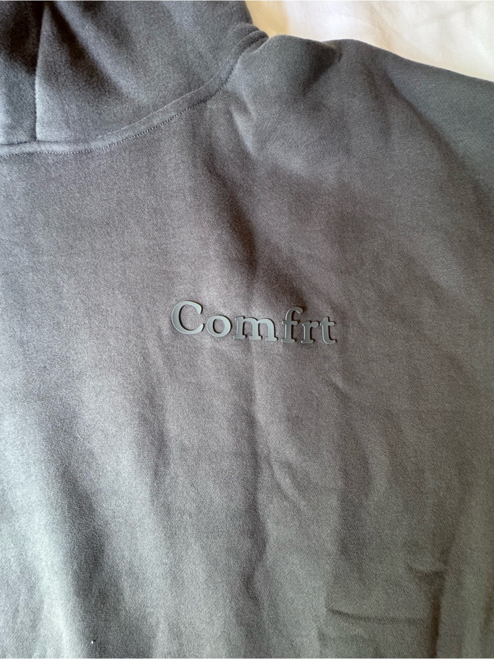 Minimal unisex hoodie in steel gray